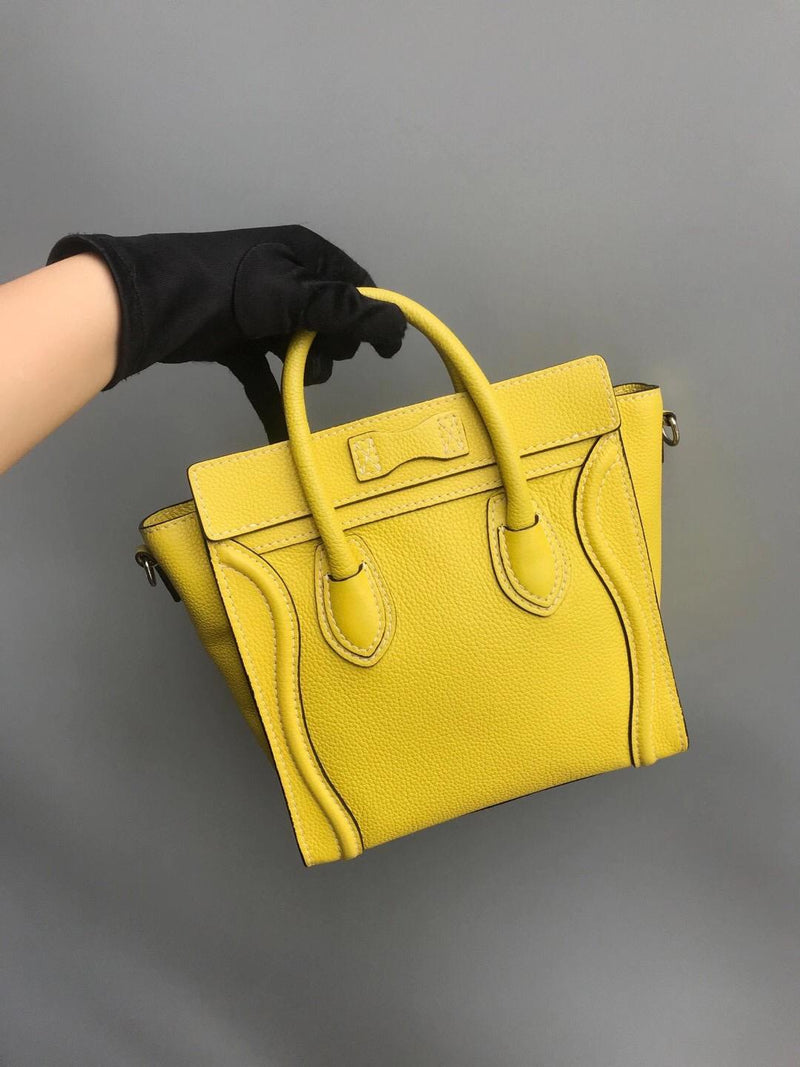 Yellow Leather Nano Luggage Tote