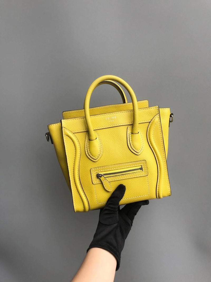 Yellow Leather Nano Luggage Tote