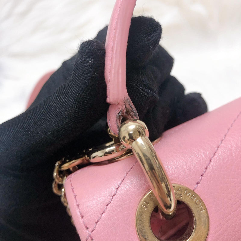 Calfskin Chevron Chic Top Handle Bag Small