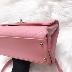 Calfskin Chevron Chic Top Handle Bag Small