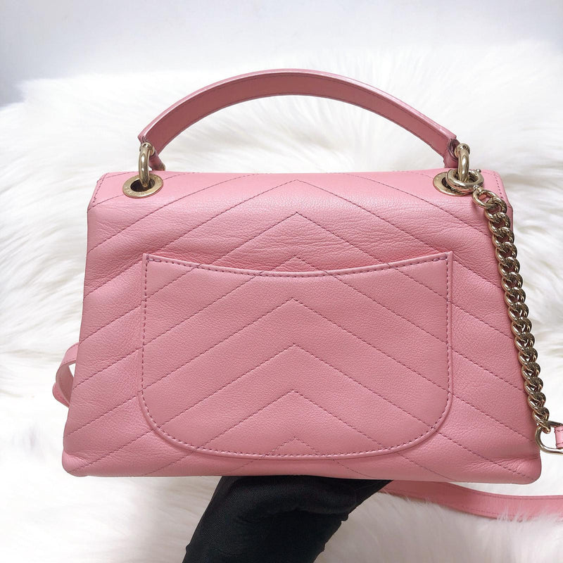 Calfskin Chevron Chic Top Handle Bag Small