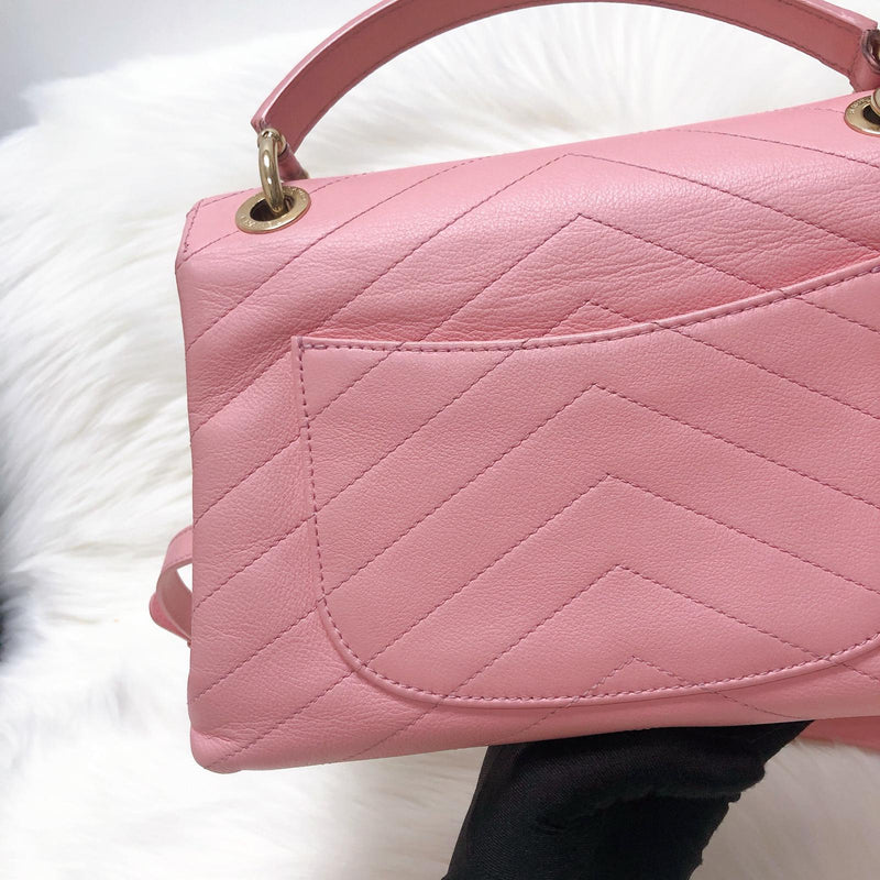 Calfskin Chevron Chic Top Handle Bag Small