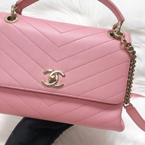 Calfskin Chevron Chic Top Handle Bag Small