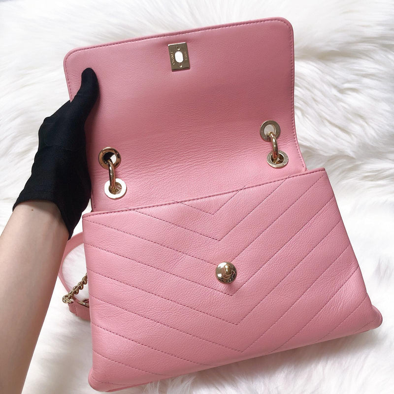 Calfskin Chevron Chic Top Handle Bag Small