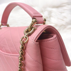 Calfskin Chevron Chic Top Handle Bag Small