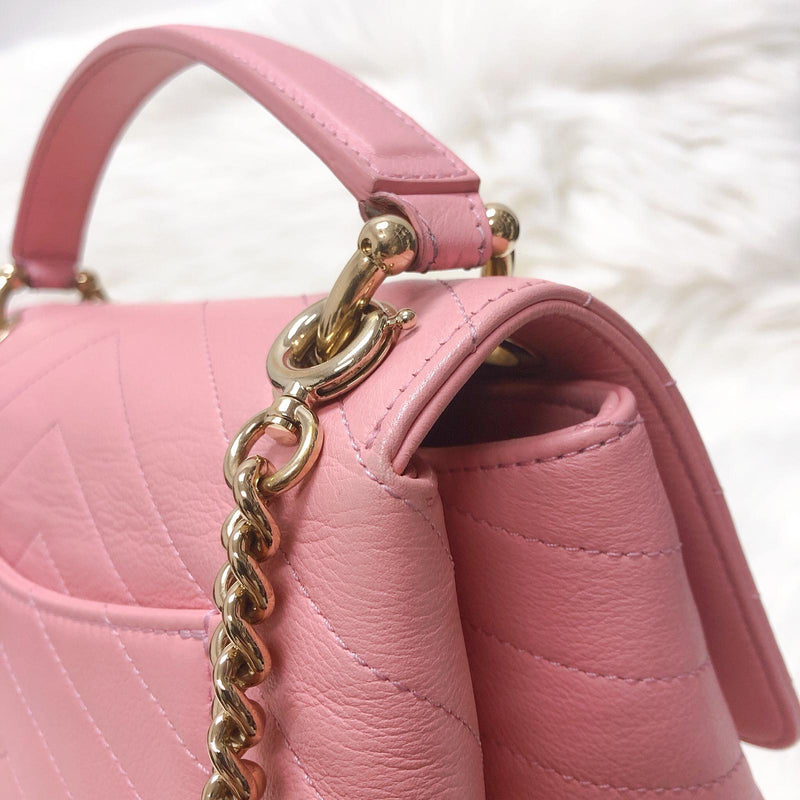 Calfskin Chevron Chic Top Handle Bag Small