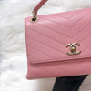 Calfskin Chevron Chic Top Handle Bag Small