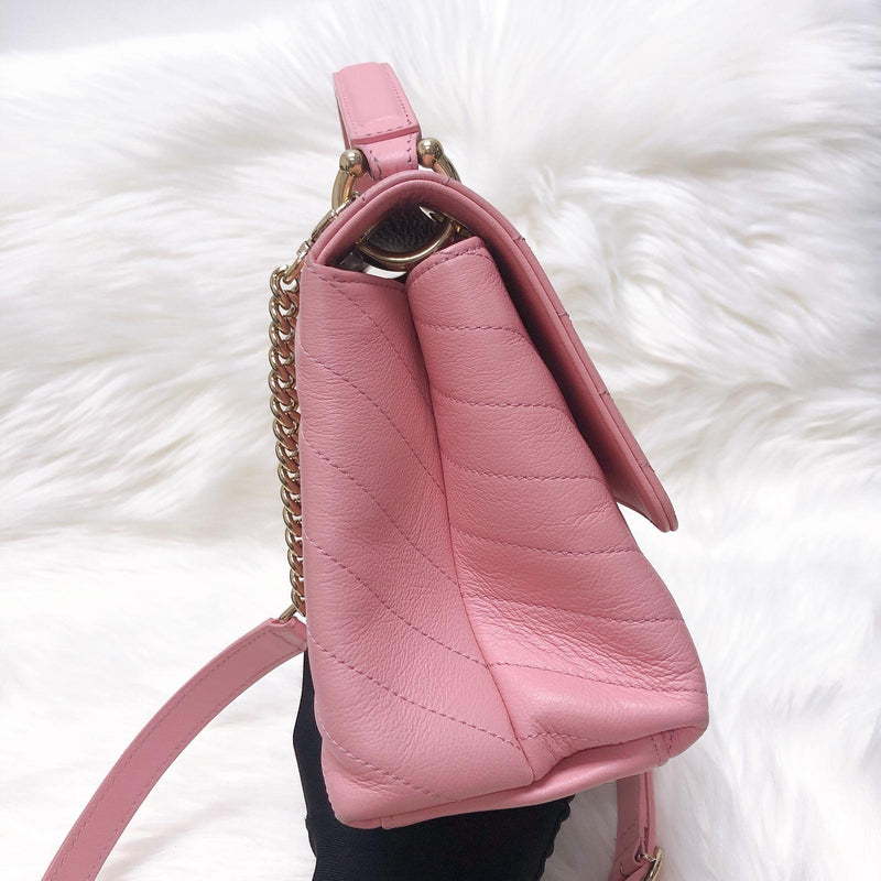 Calfskin Chevron Chic Top Handle Bag Small