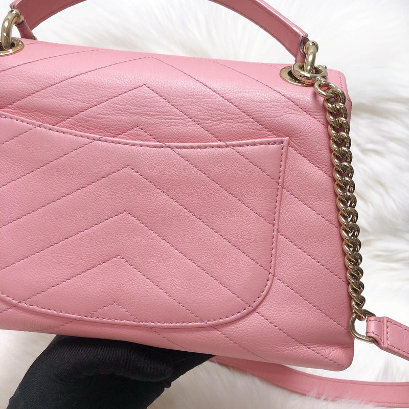 Calfskin Chevron Chic Top Handle Bag Small