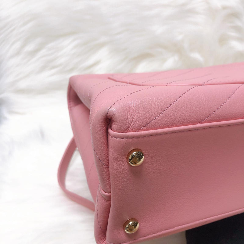 Calfskin Chevron Chic Top Handle Bag Small
