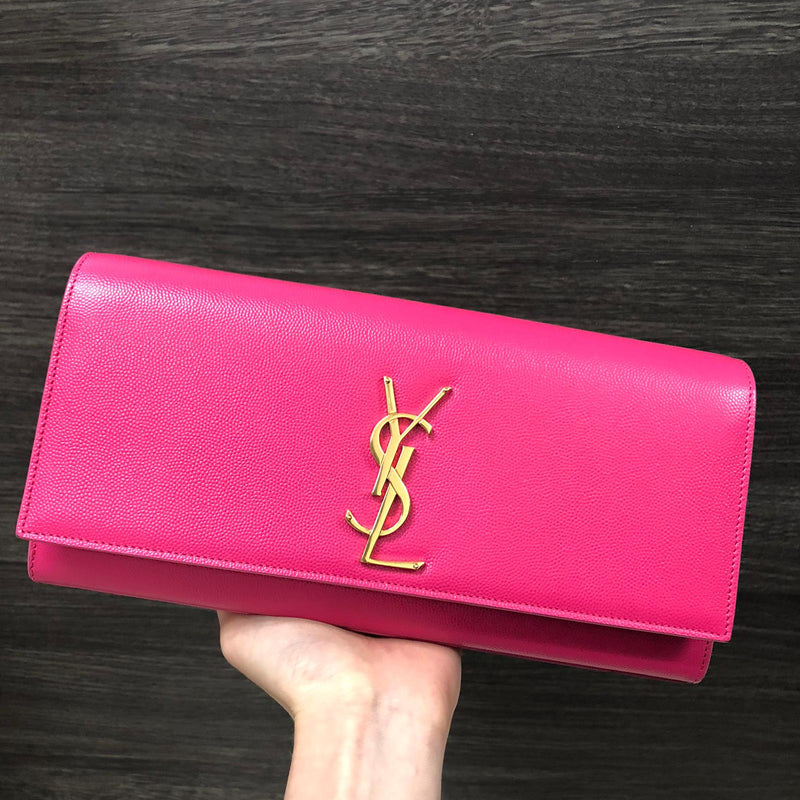 Clutch Bag Ysl Metallic Pink Bag YVES SAINT LAURENT Calf Leather