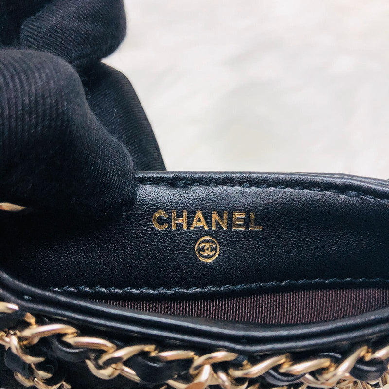 Phone Bag with Chain in Lambskin and Gold-Tone Metal