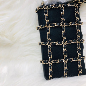 Phone Bag with Chain in Lambskin and Gold-Tone Metal