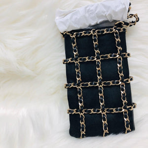 Phone Bag with Chain in Lambskin and Gold-Tone Metal