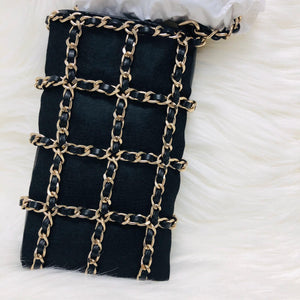 Phone Bag with Chain in Lambskin and Gold-Tone Metal