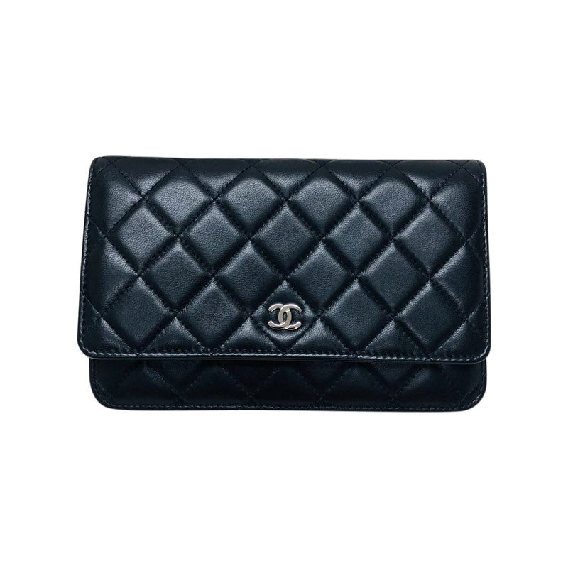 WOC Wallet on Chain Quilted Lambskin Leather with Black Interior