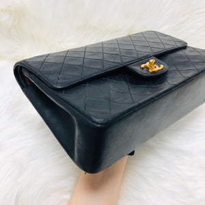 Mademoiselle Vintage Double Flap Medium in Black Lambskin with GHW with Reissue Strap
