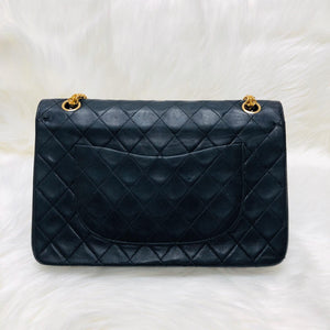 Mademoiselle Vintage Double Flap Medium in Black Lambskin with GHW with Reissue Strap