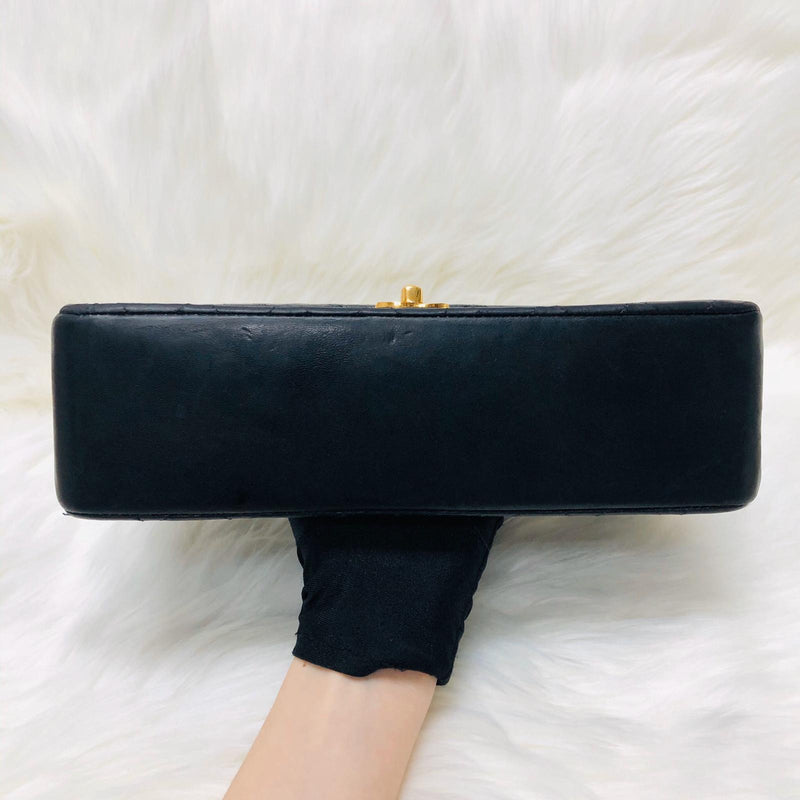 Mademoiselle Vintage Double Flap Medium in Black Lambskin with GHW with Reissue Strap