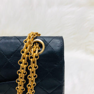 Mademoiselle Vintage Double Flap Medium in Black Lambskin with GHW with Reissue Strap
