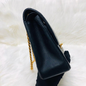 Mademoiselle Vintage Double Flap Medium in Black Lambskin with GHW with Reissue Strap