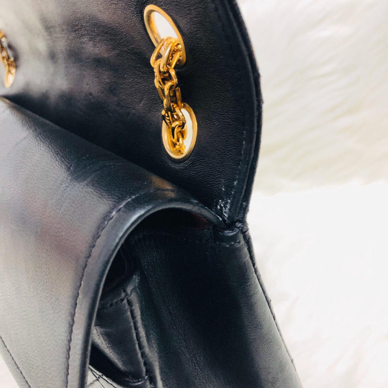 Mademoiselle Vintage Double Flap Medium in Black Lambskin with GHW with Reissue Strap