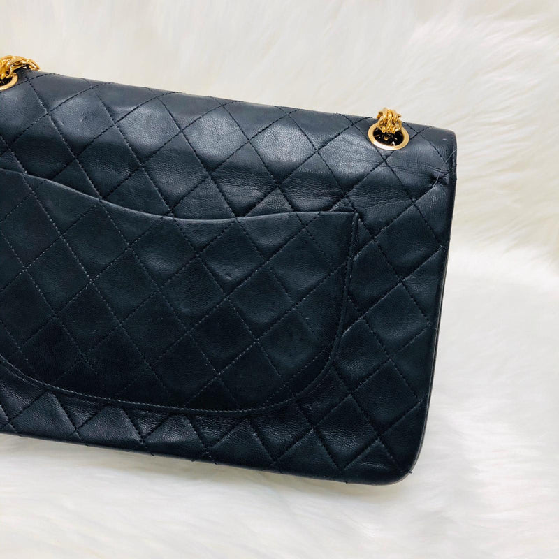 Mademoiselle Vintage Double Flap Medium in Black Lambskin with GHW with Reissue Strap