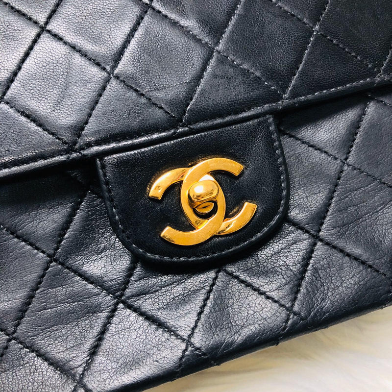Mademoiselle Chanel Black Medium Lambskin Classic Double Flap Bag Leather  ref.668779 - Joli Closet