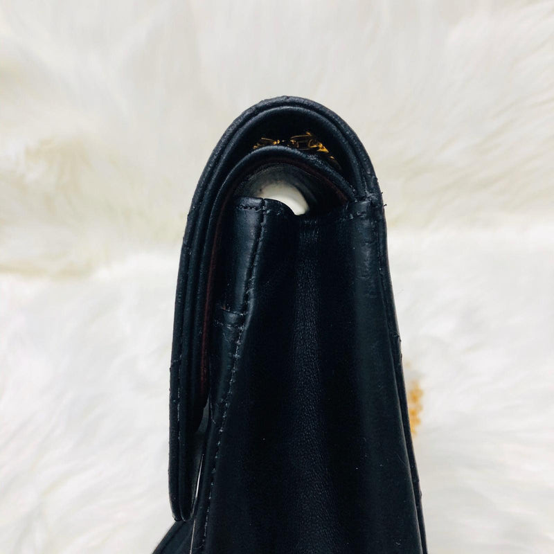 Mademoiselle Vintage Double Flap Medium in Black Lambskin with GHW with Reissue Strap