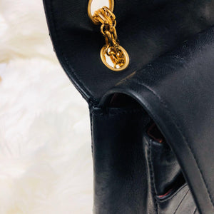 Mademoiselle Vintage Double Flap Medium in Black Lambskin with GHW with Reissue Strap