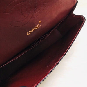 Mademoiselle Vintage Double Flap Medium in Black Lambskin with GHW with Reissue Strap