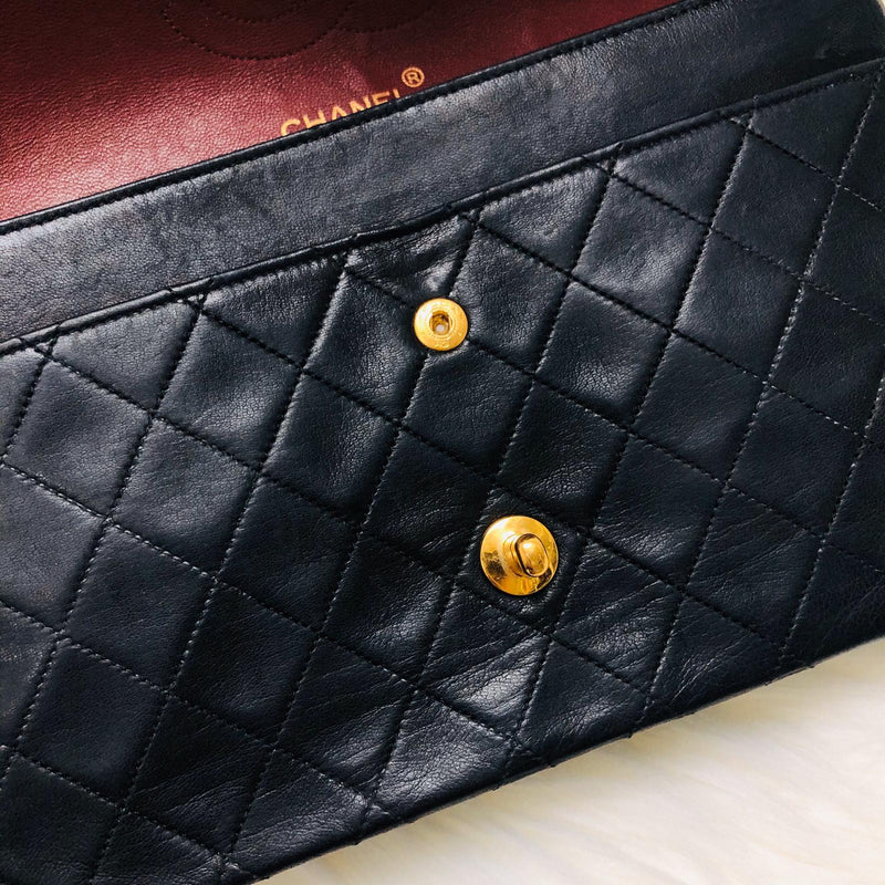 Mademoiselle Vintage Double Flap Medium in Black Lambskin with GHW with Reissue Strap