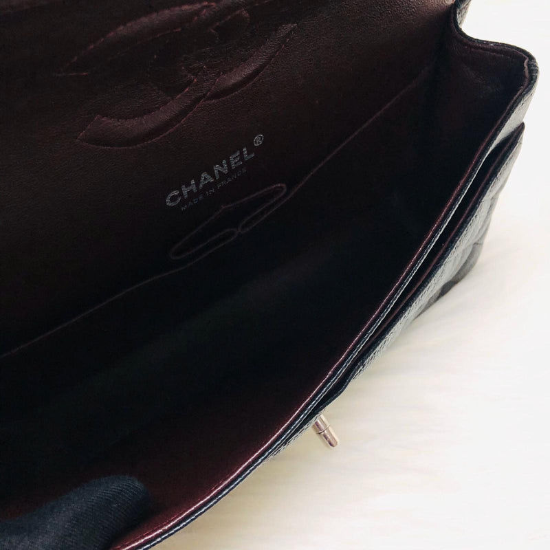 Classic Double  Flap in Black Caviar SHW