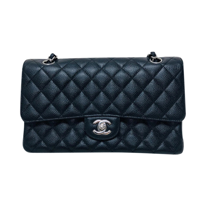 Classic Double  Flap in Black Caviar SHW