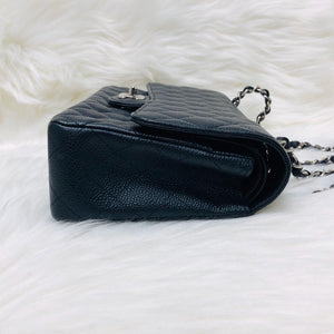 Classic Double  Flap in Black Caviar SHW