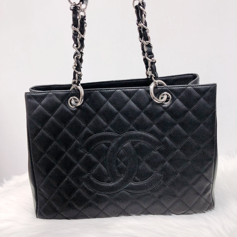GST Caviar Tote Bag Black SHW