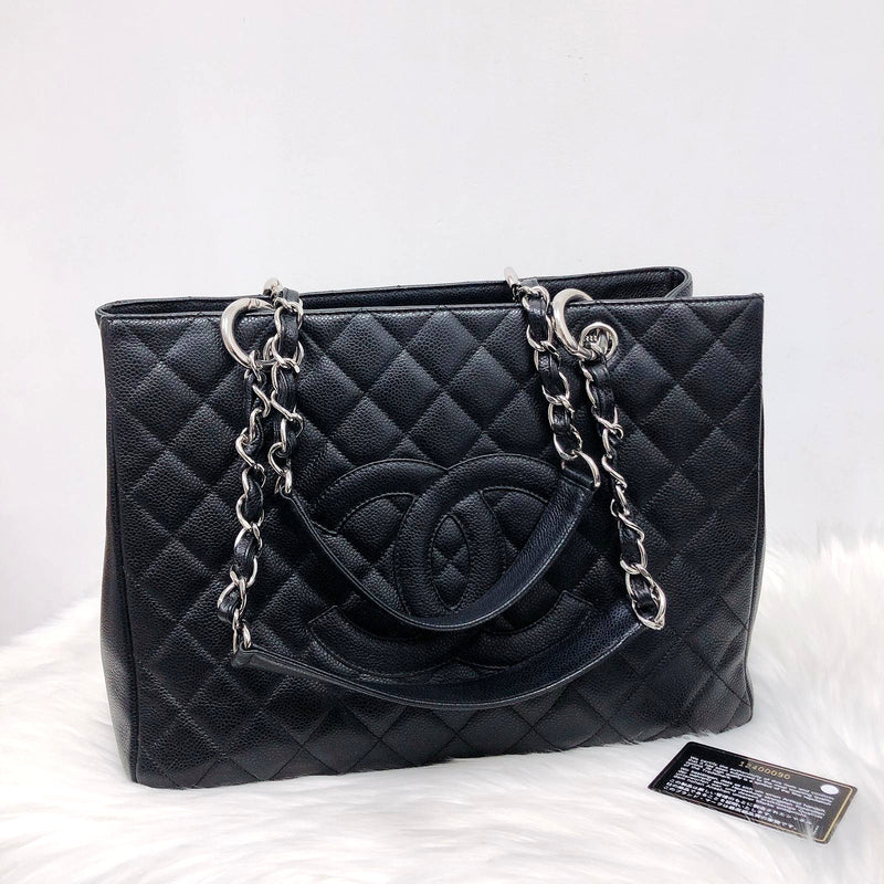 GST Caviar Tote Bag Black SHW
