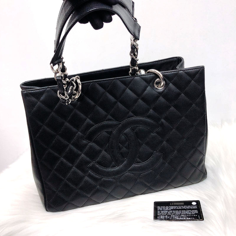 GST Caviar Tote Bag Black SHW