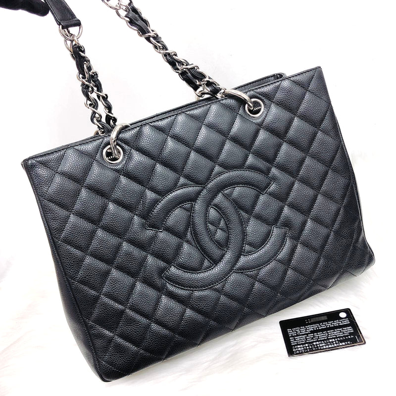 GST Caviar Tote Bag Black SHW