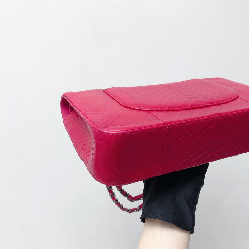 Classic Flap Medium Bag Python Leather Pink