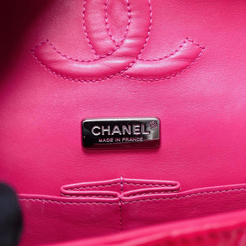 Classic Flap Medium Bag Python Leather Pink