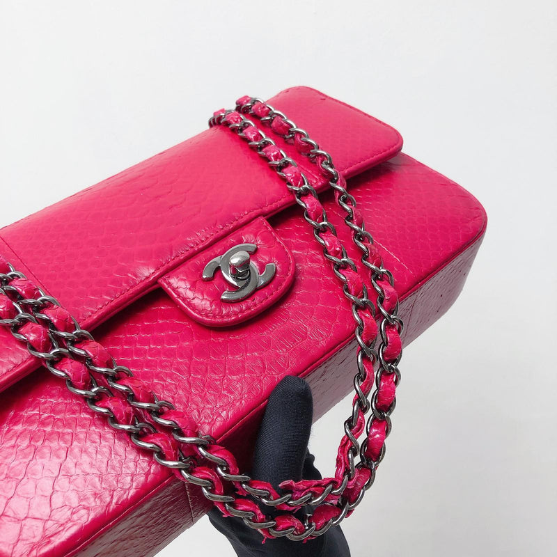 Classic Flap Medium Bag Python Leather Pink