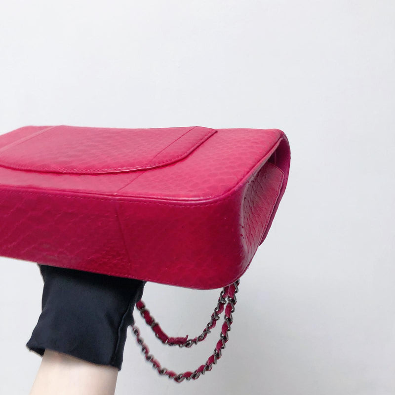 Classic Flap Medium Bag Python Leather Pink