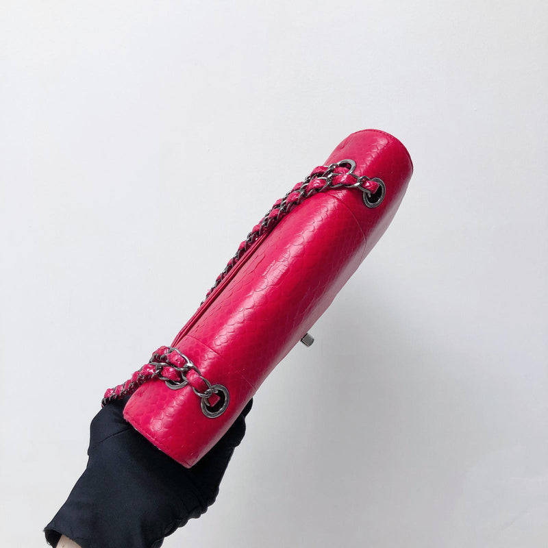 Classic Flap Medium Bag Python Leather Pink