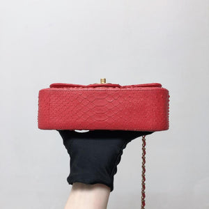 Classic Flap Mini Bag Python Leather Red