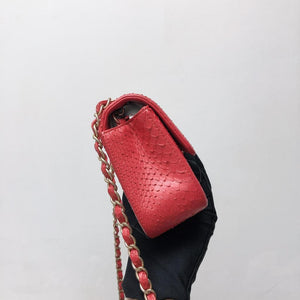 Classic Flap Mini Bag Python Leather Red