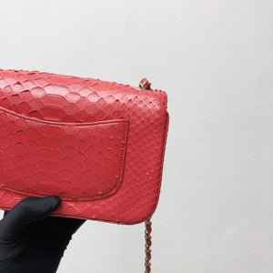 Classic Flap Mini Bag Python Leather Red
