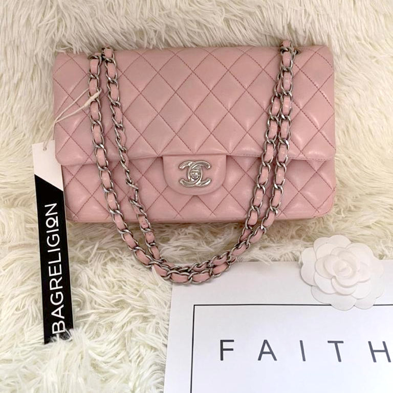 Classic Double Flap M/L Lambskin Baby Pink SHW