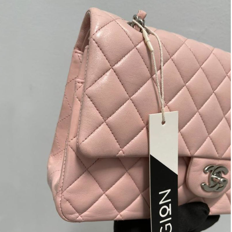 Chanel Quilted Caviar Maxi Classic Double Flap Bag Light Pink