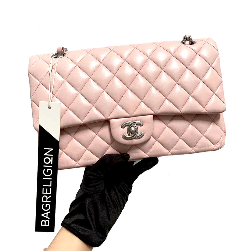 Chanel Classic M/L Medium Flap Quilted Light Pink Caviar Gold